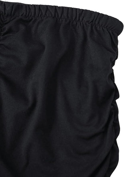 GORGLITTER Women's Casual Ruched High Waisted Bodycon Maxi Skirt Stretchy Solid Long Pencil Skirts