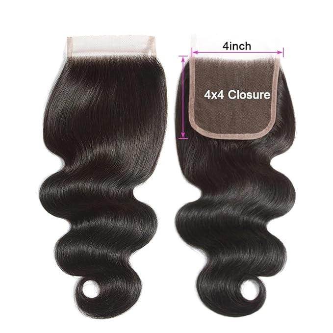 Body Wave Closure 18 Inch HD Lace Closure Free Part 4x4 Closure Human Hair 100 Unprocessed Brazilian Body Wave Virgin Hair Transparent Lace Closure Only Pre Plucked with Baby Hair Natural Black Color