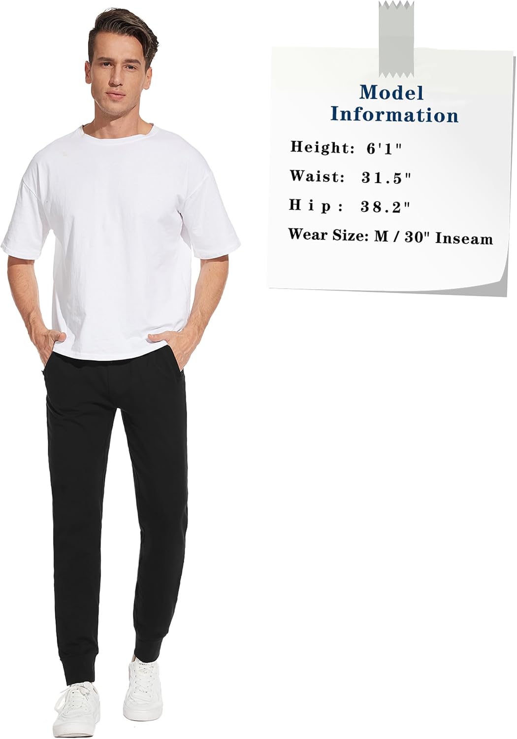 Men's 32"/34"/36"/38" Tall Inseam Lightweight Cotton Joggers Extra Long Sweatpants Athletic with Zipper Pockets