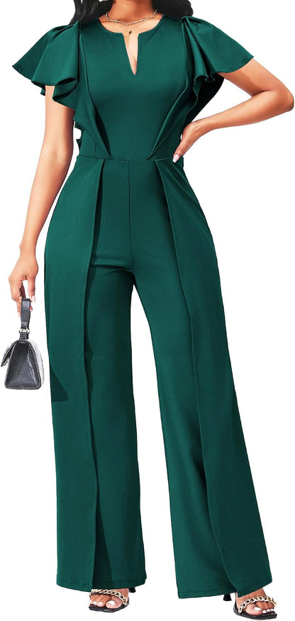 sexycherry Formal Jumpsuit for Women Dressy Elegant Long Straight Pants Jumpsuits for Party Club with Zipper.