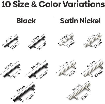 Home & Beyond 10 pcs Brushed Nickel Cabinet Pulls 8.6" (220mm) Handle, 6.3" (160mm) Screw Spacing, Kitchen Cabinet Pulls Brushed Nickel, Cabinet Hardware Dresser Handles, Satin Nickel Cabinet Handles