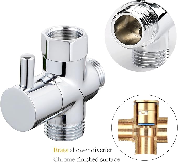 Solid Brass 3-way G1/2 Shower Diverter Chrome Plating