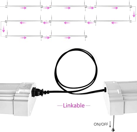 ANTLUX 4ft LED Grow Lights 50W Full Spectrum Integrated Growing Lamp Fixtures for Greenhouse Hydroponic Indoor Plant Seedling Veg and Flower, Plug in, ONOff Pull Chain Included
