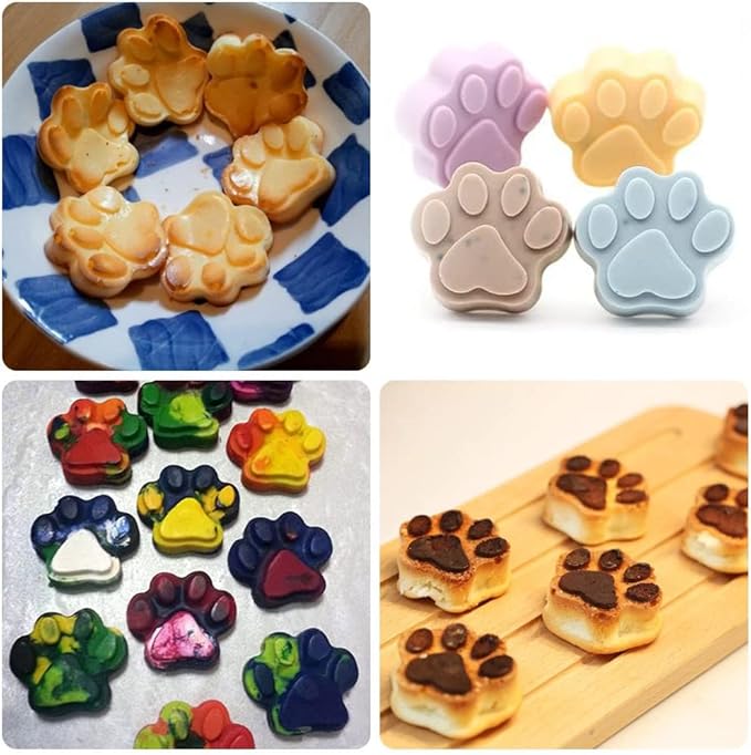 Silicone Molds Puppy Dog Paw and Bone, Non-Stick Food Grade Silicone Molds for Chocolate, Candy, Jelly, Ice Cube, Dog Treats, Cupcake Baking Mould, Muffin pan (Set of 4PCS)