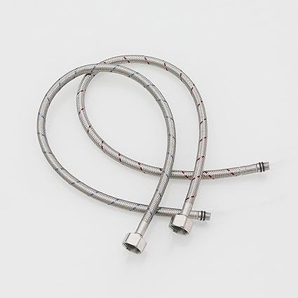 BWE Faucet Supply Lines 24" Length 12 -Inch Female Compression Thread x M10 Male Connector Braided Stainless Steel Sink Hose for Bathroom Kitchen Sink Faucet x 2 Pcs (1 Pair)