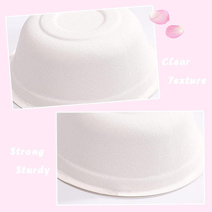 Lshfwn 100 PCS 12 OZ Disposable Paper Bowls,100% Compostable Biodgradble Bowl,350ml White Party Paper Bowl,Natural Sugarcane Fibers Bowls for Parties Catering
