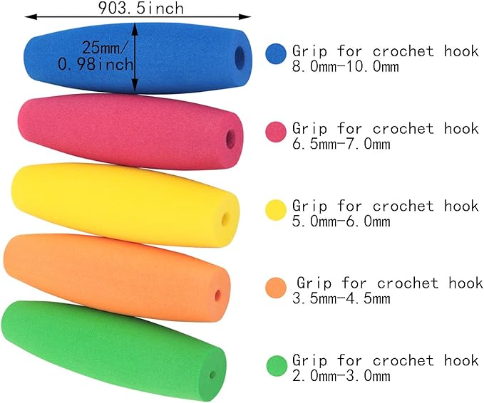ITROLLE 1 Pack Multi-Size Ergonomic Crochet Handle 5pcsPack Suitable for Arthritis Soft Removable Cushion Tapered Ground Shaped Fishing Float Polished Molded Products Colored Floats