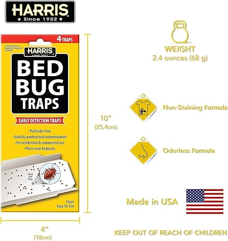 Harris Bed Bug Early Detection Glue Traps (4Pack)