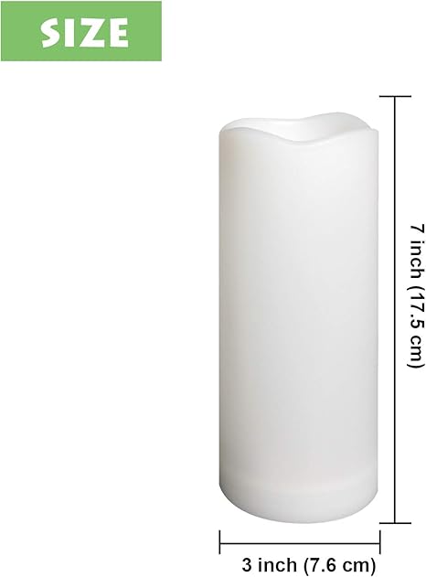 Waterproof Outdoor Flameless Pillar Candle with Timer Battery Operated Electric LED Candle Set for Gift Home Decor Party Wedding Supplies Garden Halloween Christmas Decoration, 1 Pack, 3 x 7