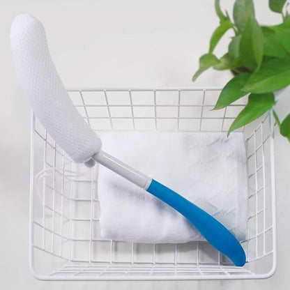 Zetiling Long Handled Bath Sponge, Back Bath Brush with Sponge, Curved Handle Bath Body Brush, Bath Body Brush Long Curved Handle Soft Sponge Body Cleaning Exfoliating Shower Brush