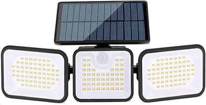 CRONAX Solar Outdoor Lamp, Solar Lamp 180ledip65 Waterproof Motion Sensor, Human Body Infrared 3 Head Induction Floodlight Outdoor Garden Landscape Lighting Wall Lamp