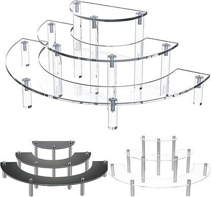 3-Tier Acrylic Round Cupcake Dessert Stand-Riser Display Stand Display Self for Figures Retail Showcase(White)