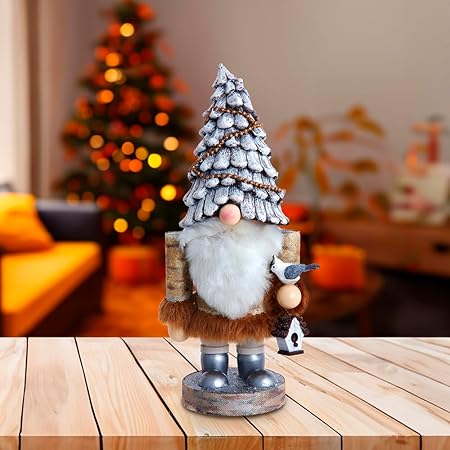 Kurt Adler 10-Inch Wooden Rustic Glamour Gnome Nutcracker