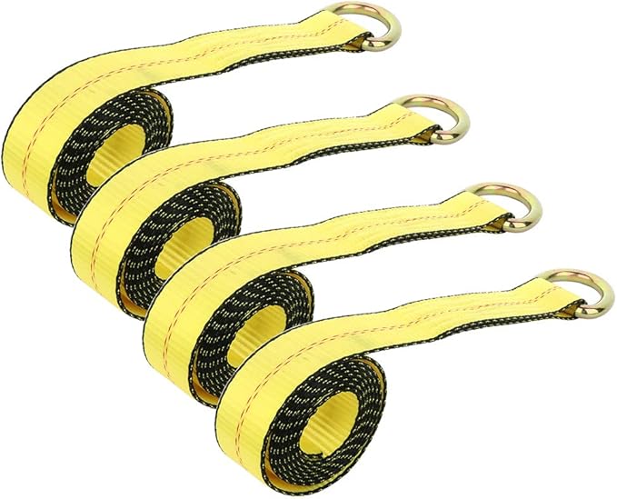 3300 lbs 2 inch x 8 feet Lasso Strap wO-Ring Auto Tie Down Rugged Weave Yellow