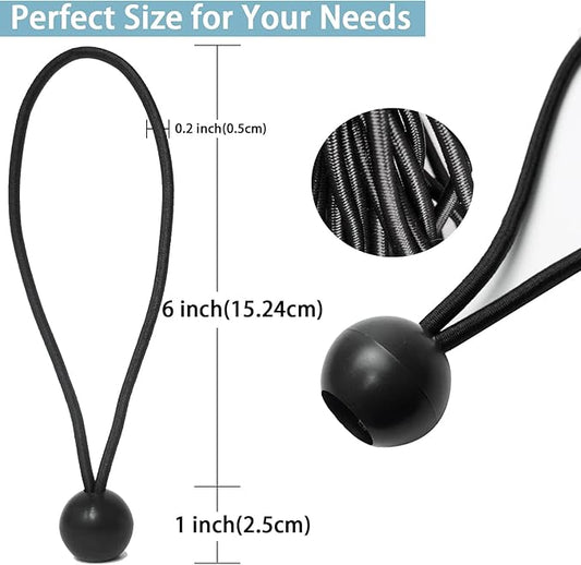 Ball Bungee Cords 20Pcs 6 Inches Bungee Cord with Balls for Camping, Tents, Cargo, Holding Wire and Hoses
