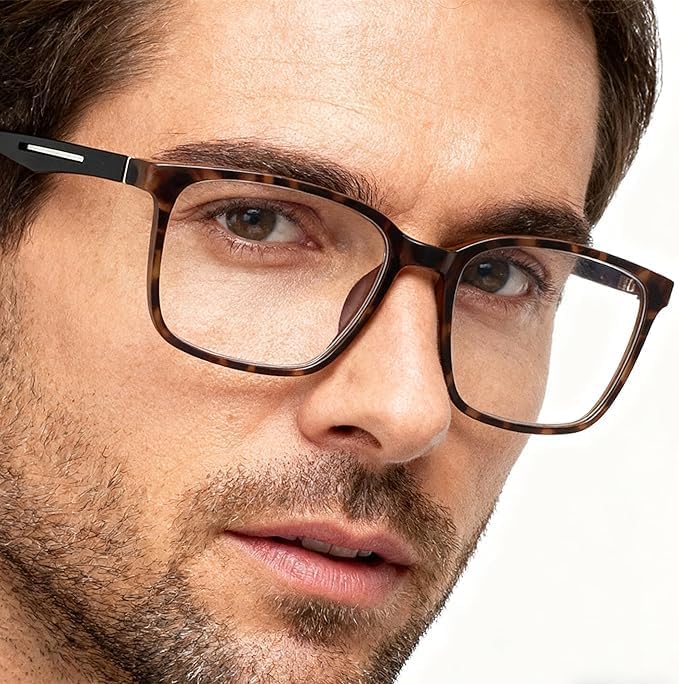 BLUEMOKY Blue Light Reading Glasses for Men?Sport Square Frame Readers, Anti Glare Computer Glasses