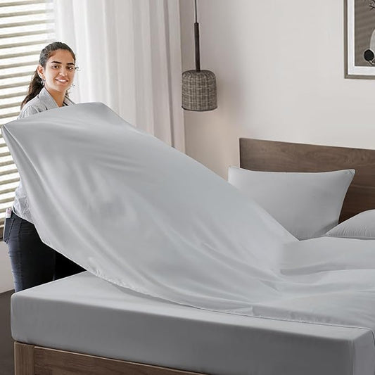 MapleStone Twin Flat Sheet 6 Pack,Premium Soft  Breathable,Brushed Microfiber Fabric,Anti-Shrinkage  Non-Fading,Bulk Flat Sheets Only Twin Size(Light Grey)