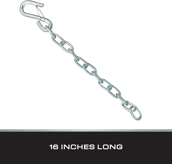 Tie Down Trailer Safety Chains with Hooks - Boat Safety Kit - 15" Towing Chain