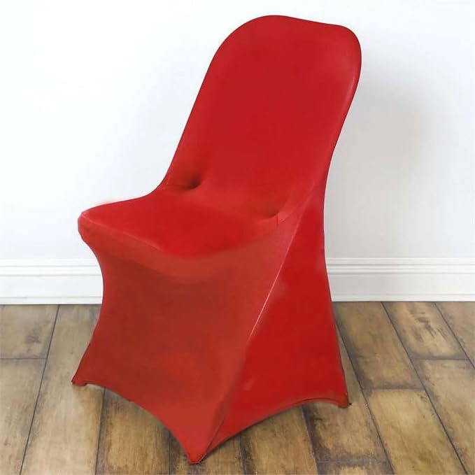 Efavormart 12 Pack Red Spandex Folding Slip On Chair Covers, Stretch Fitted Chair Covers - 160 GSM