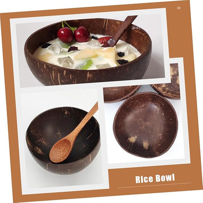 Elegant Cocoanut Bowl Set 2pc Natural Shell Salad Bowl Fruit for Snack Home Decorative