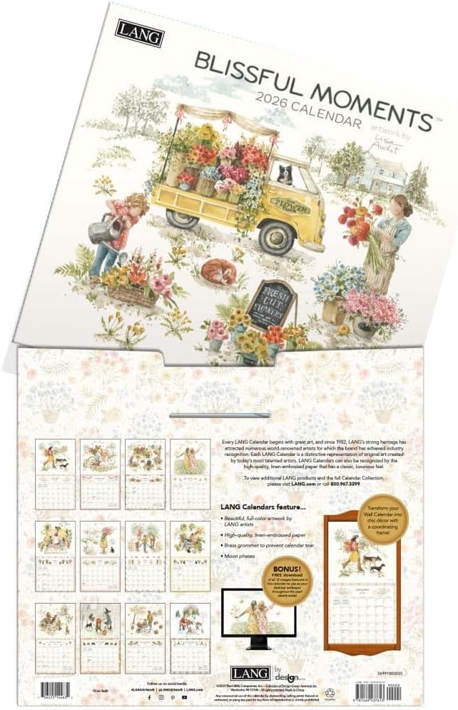 Lang, Blissful Moments 2026 Wall Calendar by Lisa Audit, 13.4'' X 12'', 12-Month Calendar with Stapled Binding