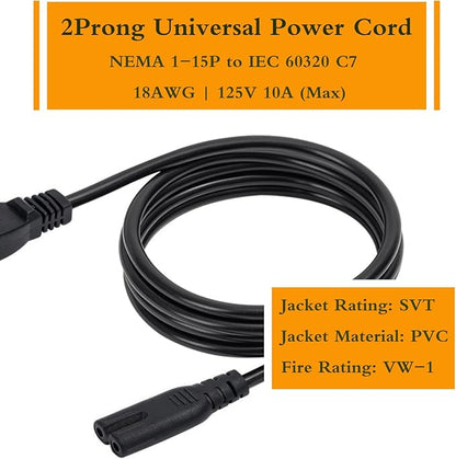 TV Power Cable Cord for Samsung 24" 32" 40" 43" 48" 49" 50" 55" 60" 65" 75" Inch LCD HD Smart 4K Curved TV UN55RU8000FXZA UN65RU7100FXZA UN43NU6900FXZA Replacement Samsung TV Power Cord