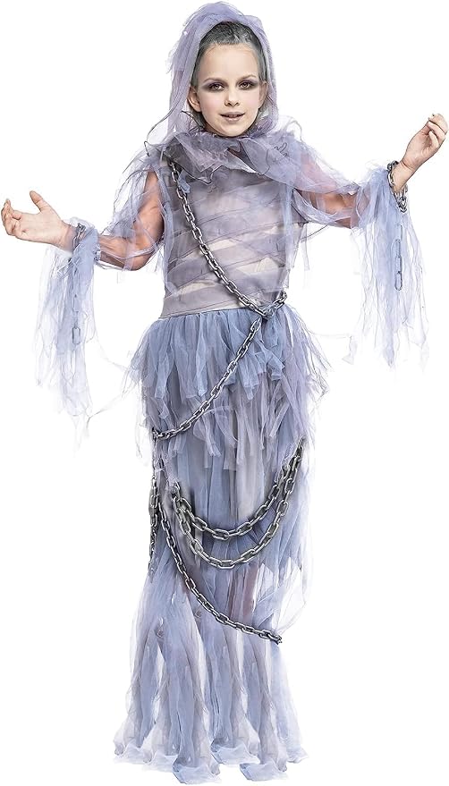 Spooktacular Creations Halloween Haunting Beauty Ghost Girl Costume, Scary Ghost Dress Midnight Costume for Halloween