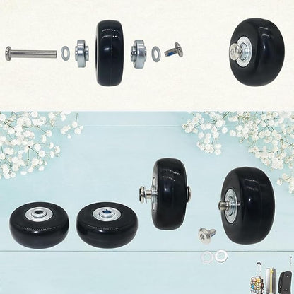 50 x 18mm Set of 4 Luggage Suitcase Replacement Wheels, Rubber Swivel Caster Wheels Bearings Repair Kits