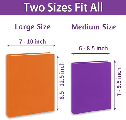 KICNIC Jumbo Book Covers 7 Pack, Stretchable Book Sox 9  11 Inch Suitable for Most Hardcover Books, Up to 10 Inch x 12.5 Inch Protective Textbook Covers with Label Sticker