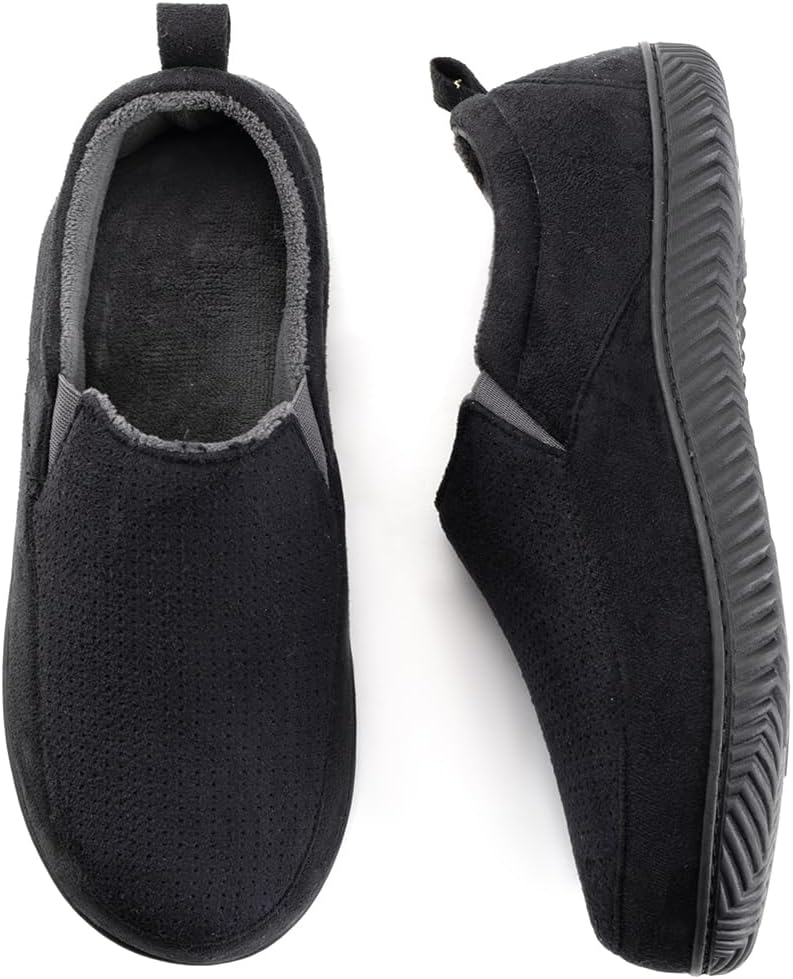RockDove Men's Closed-Back Memory Foam Slippers with Plush Lining Faux Suede Non-Slip Sole