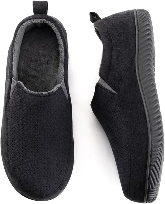 RockDove Men's Closed-Back Memory Foam Slippers with Plush Lining Faux Suede Non-Slip Sole