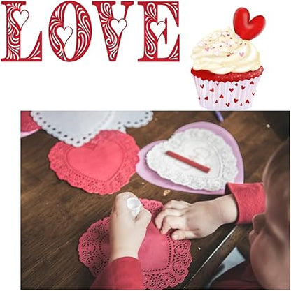3 Pack Heart-Shaped Red White Pink Paper 10 inch Doilies Parties Events Treats Valentine's Day Lovely Romantic Elegant Decorations Creative DIY Celebrations Offiice Home School Total Count-48