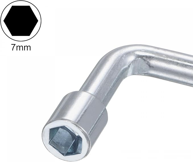 uxcell 7mm Metric L Shaped Angled Open Hex 6 Point Socket Wrench, Single Ended