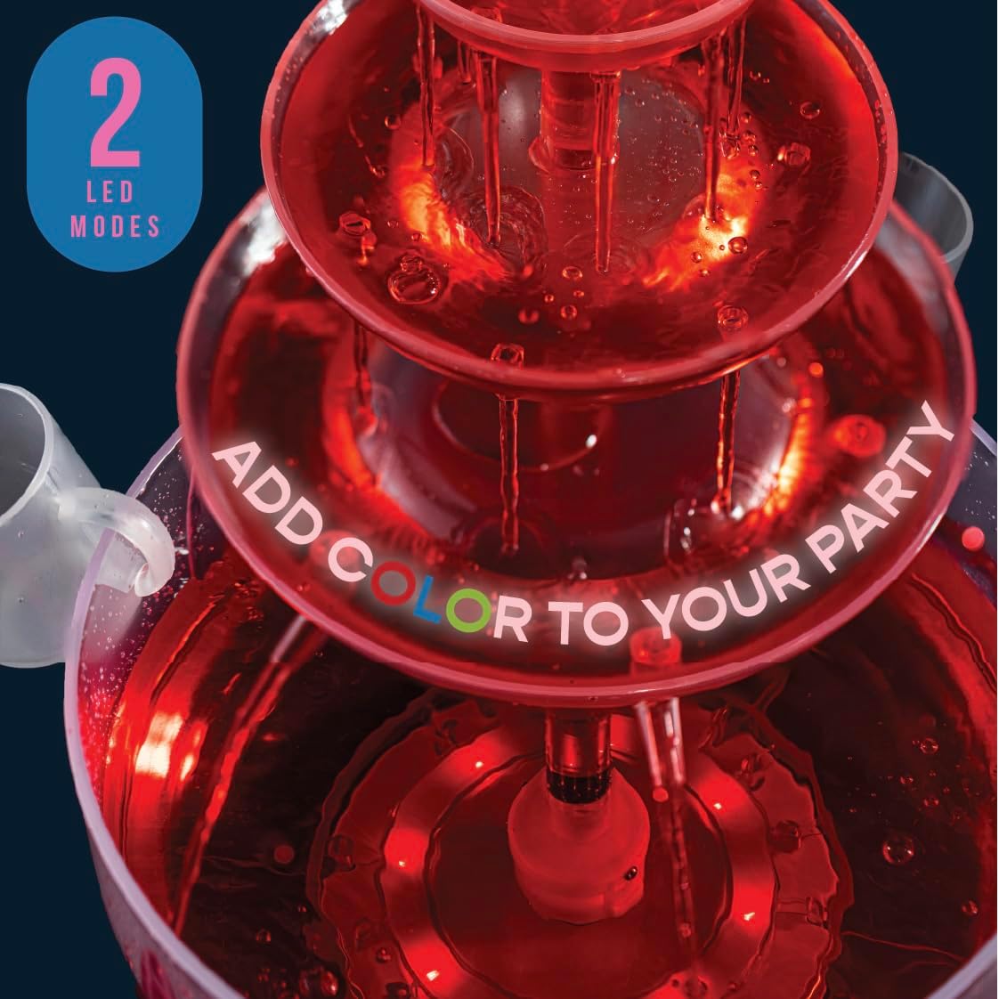 Kusini Drink Fountain for Parties - 1 Gallon Max, 3 Tier Punch Bowl Drink Tower, LED Base, 4 Reusable Cups - Drink Dispenser Machine for, Juice, Punch, Pani Puri Fountain for Party Hosting Supplies