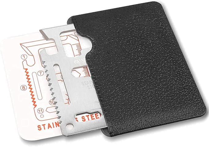 GUARDMAN 11-in-1 Survival Credit Card Multitool  Fathers Day Stocking Stuffer Christmas Gift - Multipurpose Tactical Wallet Tool With Bottle Opener, Survival Knife For Men Birthday Dad