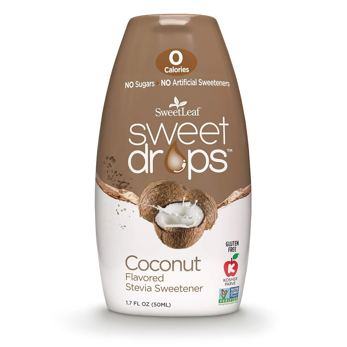 SweetLeaf Sweet Drops - Flavored Stevia Liquid Sweetener, Stevia Extract, Zero Calories, Gluten Free, Keto Friendly, Non GMO, Natural Flavors, Sugar Alternative - Coconut, 1.7 Fl Oz (Pack of 1
