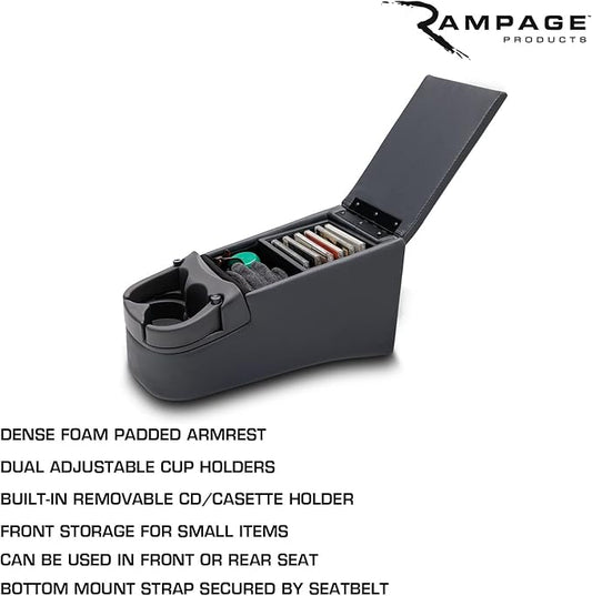 RAMPAGE PRODUCTS Seat Console for Truck Bench Seat  Charcoal  39223  Universal Truck Bench Seat