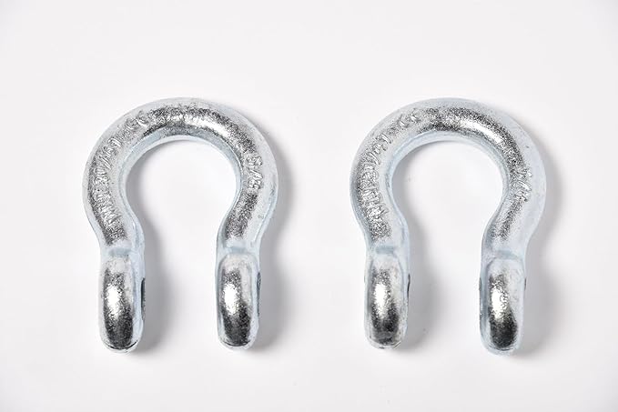 2 Pack Galvanized Blue, Rigging 58" Bow Shackles D Ring Rugged 13 Ton 28,600 Lbs Breaking Strength, WLL 3.25 Ton 7000 lbs w 34'' Pin Clevis Screw Heavy Duty for Auto SUV Anchor ATV UTV Recovery