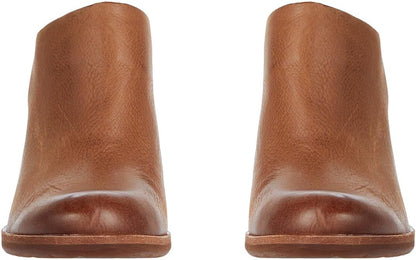 Dystralix Women Beige High Chunky Stacked Heel Mules Round Closed Toe Heeled Sandals Slip On Block Heels Matte Backless Booties Burnished Dressy Vintage Party Office Lady Slide Slippers Matte Brown size 8