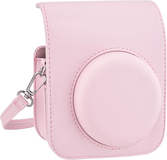 Sunmns Mini 12 Instant Camera Case, PU Leather Protective Compact Case Compatible with Instax Mini 12 Instant Camera (Pink)