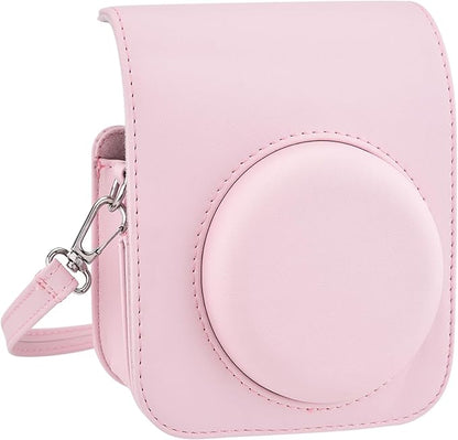 Sunmns Mini 12 Instant Camera Case, PU Leather Protective Compact Case Compatible with Instax Mini 12 Instant Camera (Pink)