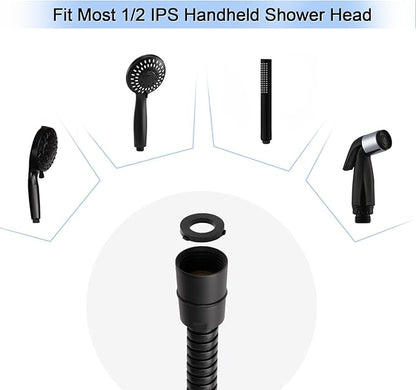 Shower Hose, 79 Inches Extra Long Stainless Steel Handheld Shower Head Hose with Brass Insert and Nut, Flexible, Matte Black