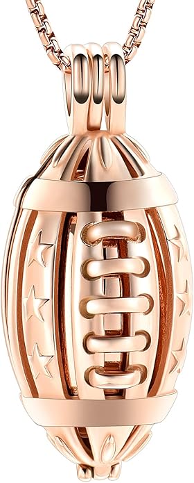 Oinsi American Football Cremation Locket Necklace For Ashes Of Loved Ones Stainless Steel Memorial Urn Jewelry Women Men Keepsake Fashion Necklace