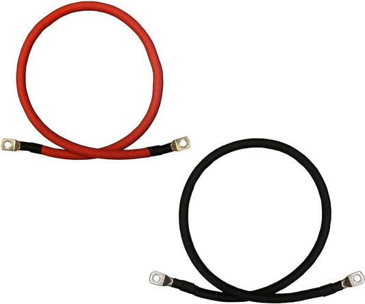 2 AWG Gauge Red  Black Pure Copper Battery Inverter Cables Solar, RV, Car, Boat 9 in 38 in Lugs