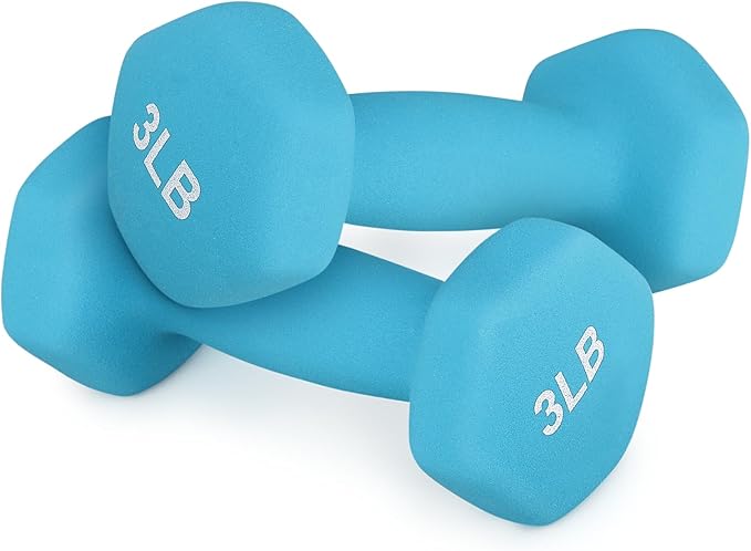 Neoprene Coated Dumbbell Hand Weights Set  1LB, 2LB, 3LB, 5LB Pairs for Strength Training and Home Workouts, Hex Shape for Stability and Non-Slip Grip