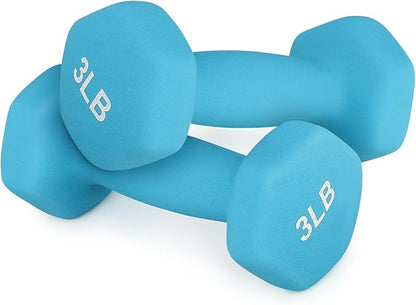 Neoprene Coated Dumbbell Hand Weights Set  1LB, 2LB, 3LB, 5LB Pairs for Strength Training and Home Workouts, Hex Shape for Stability and Non-Slip Grip