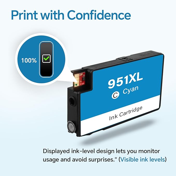 951XL Ink Cartridges Compatible Ink Cartridge for HP Printer-951 XL Combo Pack (Cyan, Magenta, Yellow) 3-Pack Replacement for HP 951 Work with OfficeJet Pro 8600 8610 8620 8100 8630 8660 76DW 251DW