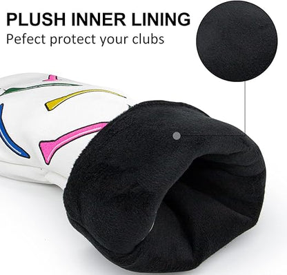 Golf Headcovers,Colorful Tee Driver Headcover Fairway Wood Cover Hybrid Cover Leather 3 Wood Headcover Mallet Putter Headcover Blade Putter Cover Golf Club Covers for Odyssey Scotty Cameron Taylormade