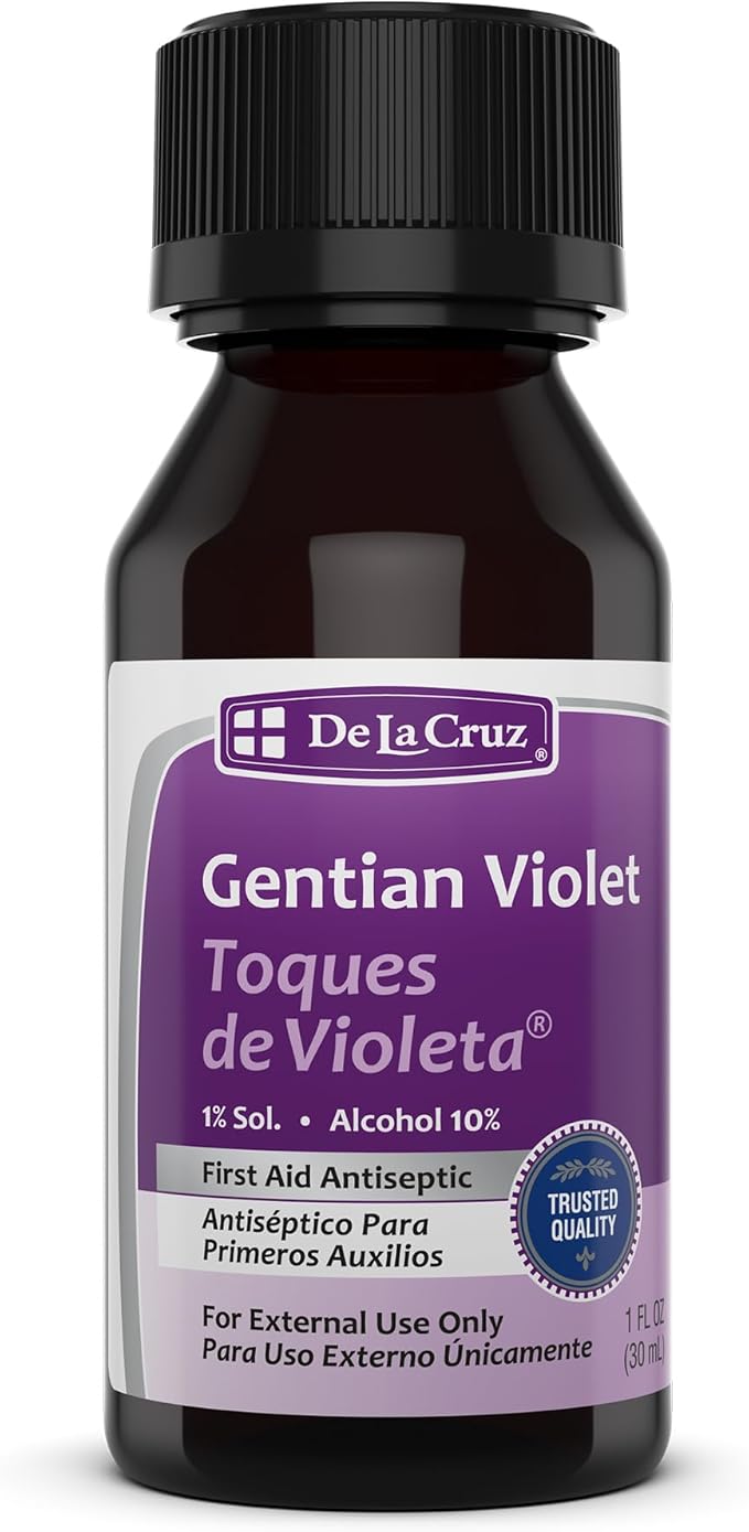 De la Cruz Gentian Violet - Violeta de Genciana - Tincture of Violet 1 First Aid Antiseptic, 1 FL OZ