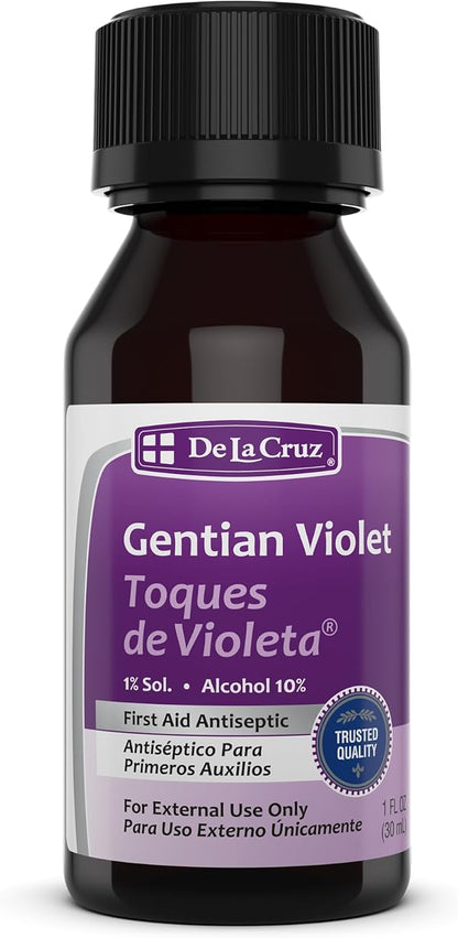 De la Cruz Gentian Violet - Violeta de Genciana - Tincture of Violet 1 First Aid Antiseptic, 1 FL OZ